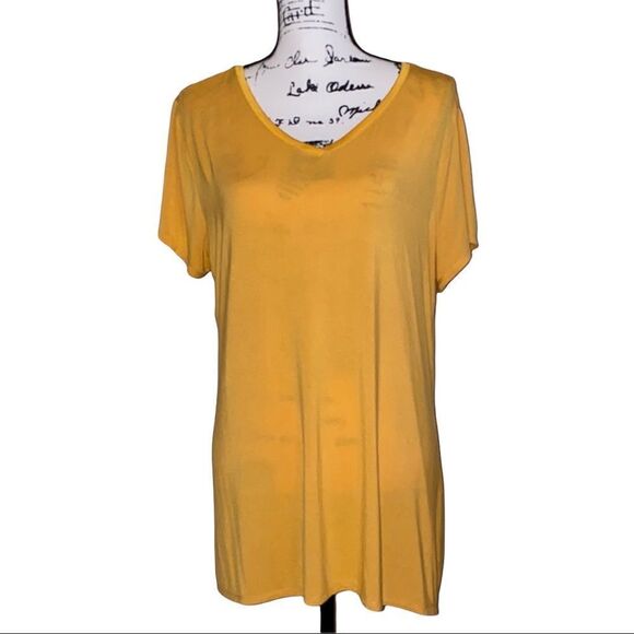 H by Halston Mustard V Neck Popover Top Size L - Picture 1 of 7